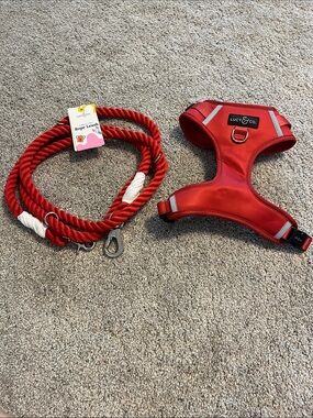 Lucy & Co Red Dog Harness with Matching Rope Leash